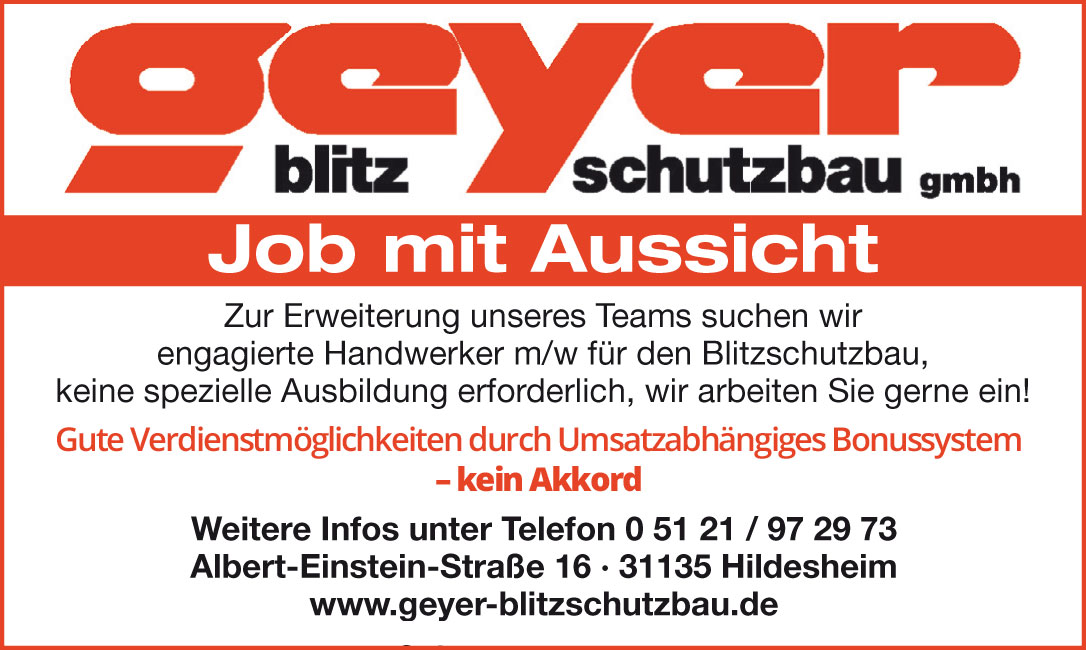 Geyer Blitzschutz Anzeige